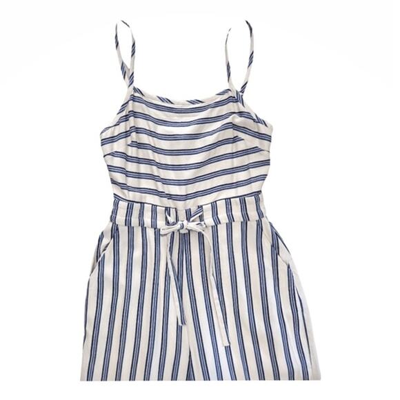 GREYLIN Cropped Striped Linen Jumpsuit Size S Spaghetti Straps Casual Spring - Picture 3 of 13